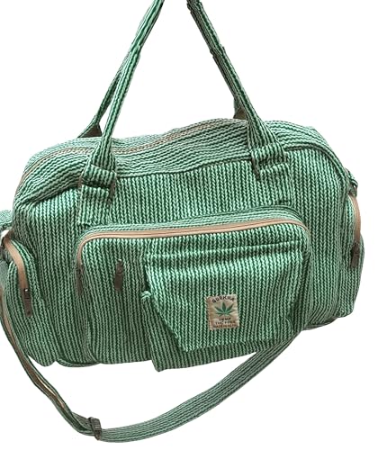 Gurkha Hemp Laptop & Travel Bag | Handmade Eco-Friendly Shoulder & Hand Carry 19" Large | 2 Large Compartments, Laptop Sleeves 14", Multiple Zipper Pockets | Sustainable Hemp Cotton Blend