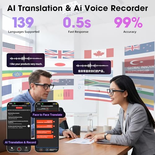 AI Smart Glasses with Camera, 8MP HD Camera Glasses for Men Women, 1200P 30FPS Video Recording, Voice Assistant, Real-Time Translation, Open-Ear Bluetooth Audio Sunglasses with Interchangeable Lenses - image 5