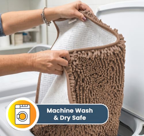 Image of Muddy Mat | Super Water Absorbent Door Mat Indoor, Microfiber Quick Dry Chenille Entryway Rug, Slip Resistant Front Door Mat, Indoor Mats for Entryway, Machine Washable Pet Rug, Mocha 32 inch x 40 inch