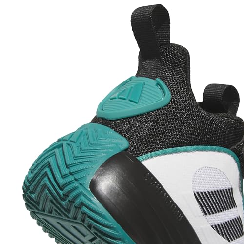 adidas Own The Game 3.0 Mid Top Elastic Lace & Strap Basketball Sneaker, White/Black/Pure Teal, 5 US Unisex Big Kid4