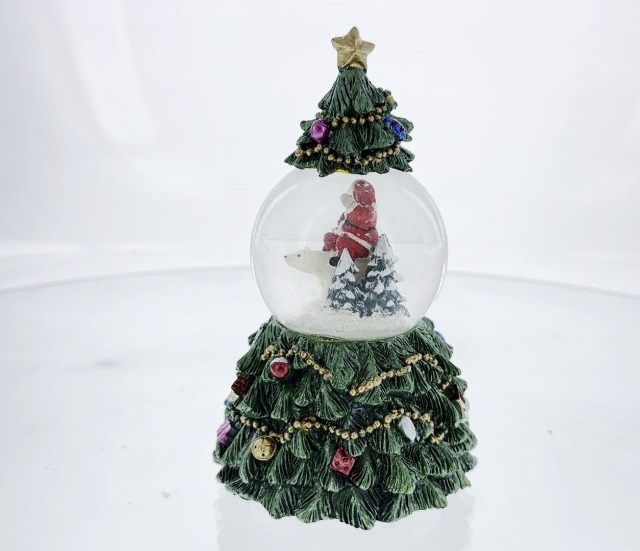 BESTPYSANKY Pallina Di Vetro Musicale – Babbo Natale Che Scende Dal Camino, 15 Cm