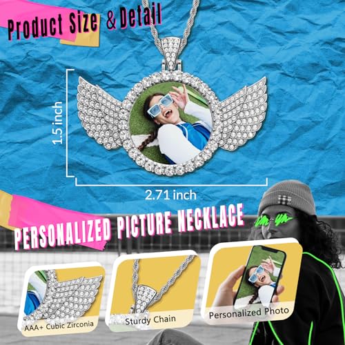 Custom Circle Chain with Picture, Photo Necklace for Men Women, Personalized Picture Pendant, Customized Memorial Gifts for Christmas Birthday Anniversary Family3