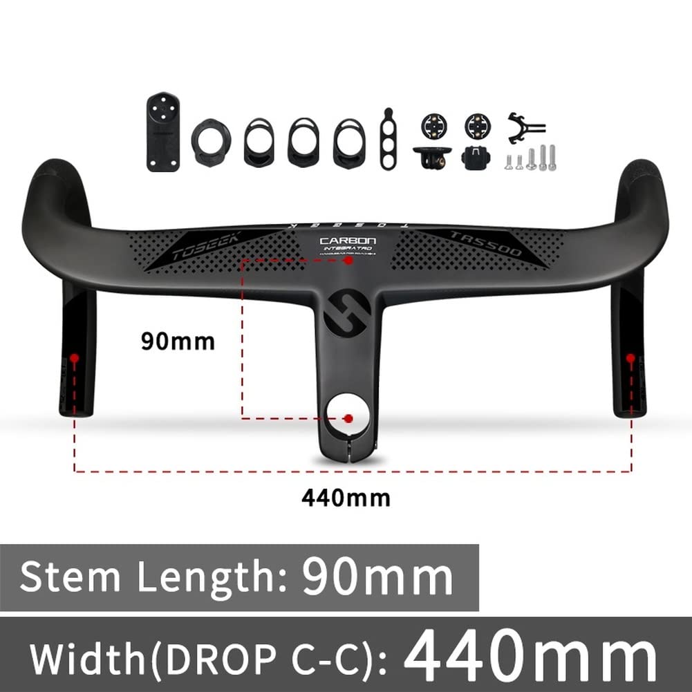 Guidon Vélo Route Carbone Mat - Cockpit Intégré Avec Support Ordinateur - Diamètre 28.6 Mm - Garantie 2 Ans - Neuf