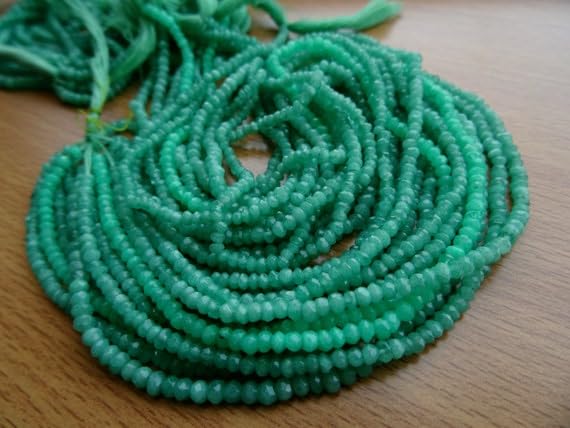 Amazonite verte en perles facettées de 2 à 3 mm pour création de bijoux de lithothérapie