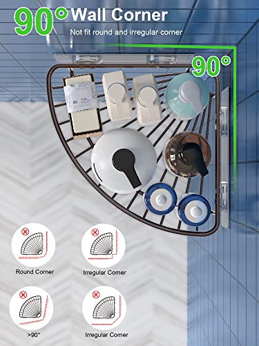 Smartake 2-Pack Corner Shower Caddy, Sus304 Stainless Steel, Wall Mounted Bathroom Shelf With Adhesive, Storage Organizer For Toilet, Dorm And Kitchen (Bronze) #TOP6