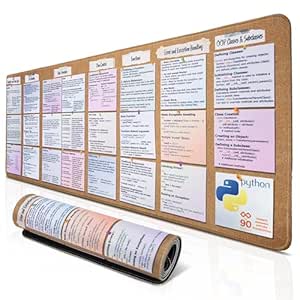 90 BELOW Coding Mats Python Cheat Sheet Mousepad for Beginner, Python ...