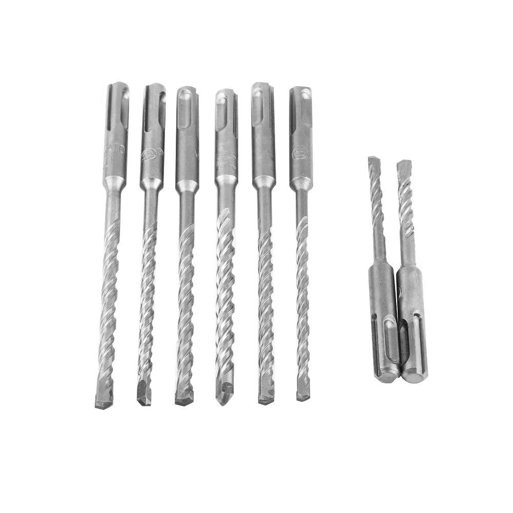 Juego de 17 brocas SDS, juego de brocas de martillo mixto y cincel con estuche de almacenamiento, accesorios de taladro de martillo giratorio para hormigón, azulejos, ladrillo, cemento (azul)