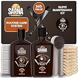 SARNA BASEBALL Glove Maintenance Kit, 5-Piece – Clean, Soften, & Break in Gloves Faster – Baseball Glove Cleaner, Conditioner, Brushes & Microfiber Cloth – Trusted Leather Cleaner and Conditioner Kit