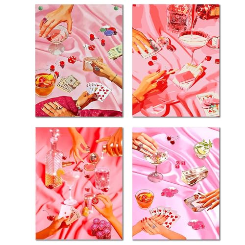 4 Pack Pink Diamond Art Kits for Adults Diamond Painting Kit for Beginner