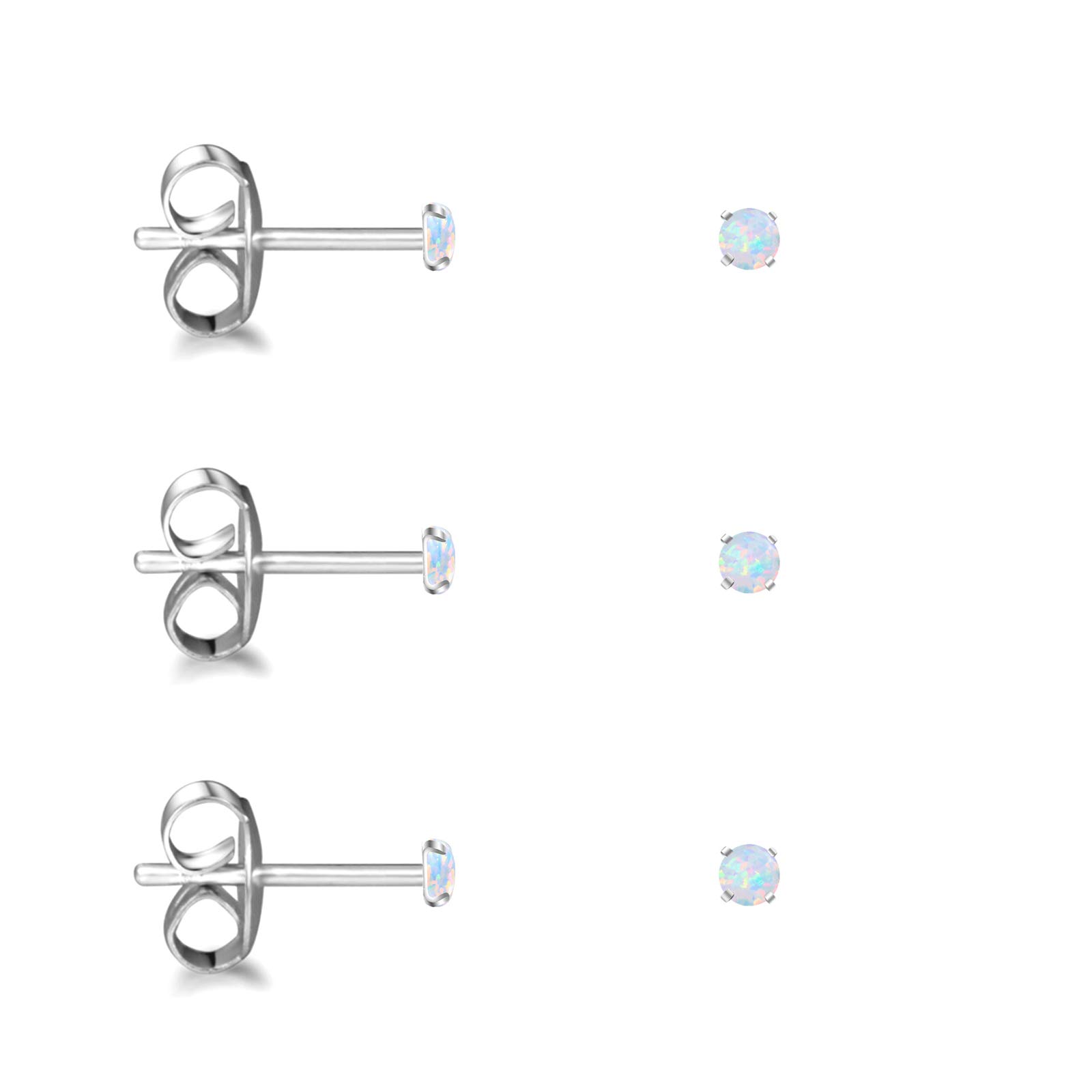 ADAIEREarrings for Women Stainless Steel Small Synthetic Opal Womens Stud Earrings Set Pack of 3 (SE-29)