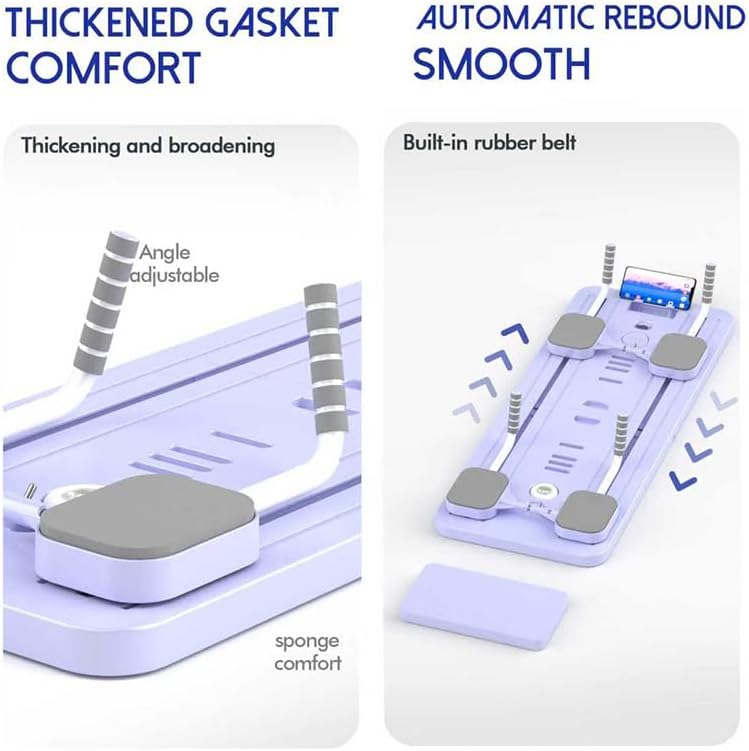 Miniatura 6 de Kit de barra de pilates portátil con bandas de resistencia, plataforma de ejercicio morado, barra de altura ajustable, sistema de entrenamiento de