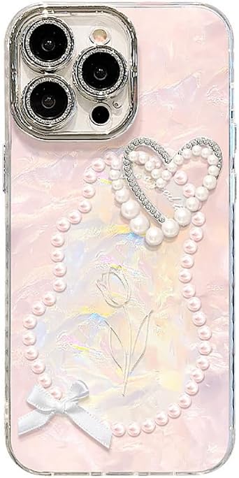 Aesthetic Phone Case Compatible with iPhone 17/16/15/14/13/12/11/X Multi-Model Cute Fashion Cover Pearl 23