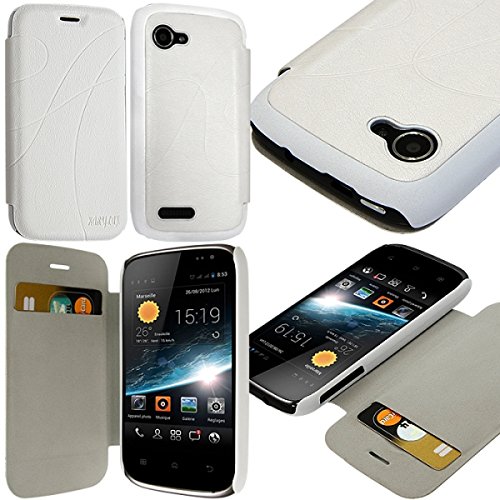 KARYLAX Seluxion - Coque Housse Etui à Rabat latéral et Porte-Carte pour Wiko Cink Slim Couleur Blanc