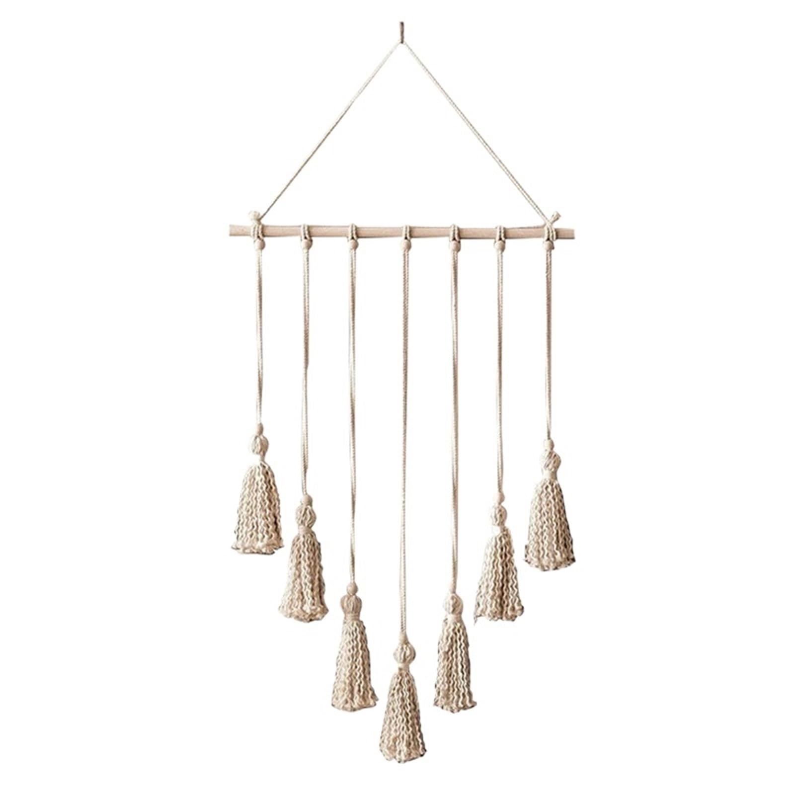 HUWOYG Tassel Wall Rope Tapestry Photo Clips Hanging Hand Woven For Living Room Bedroom For Living Room(Beige A)