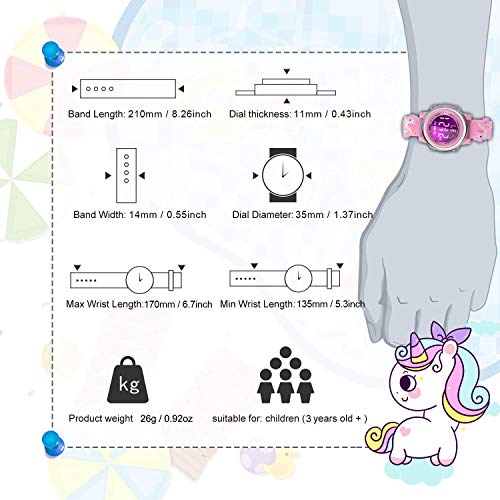cofuo Girls Digital Watch Age 3-12 for Gifts, 3D Cartoon Waterproof Sports Outdoor LED Electrical Watches with Luminous Alarm Stopwatch Toddler Wristwatch 6