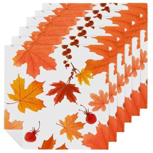 Servilletas de tela con hojas de arce otoño 6 pcs miniatura 1