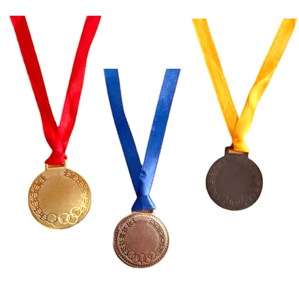 Gmefvr Sports Medals Set of 3 Gold, Silver & Brownz Size 2.2" for School Winners, Sports, Athletic Games and Office RNR Meeting Rewards (All 3 Color Set)-picture-15