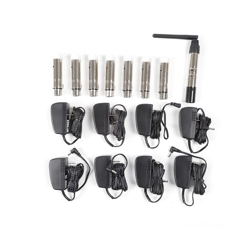 Drahtloses Transceiver-Set, DMX512-Funksender, 7x DMX512-Funkempfänger, 8x Netzteile, Geeignet die Steuerung von Bühnenbeleuchtung und Theateraufführungen