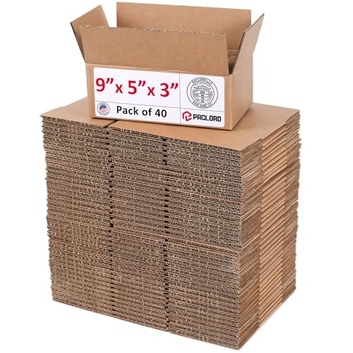 Image of Small Cardboard Boxes 9 inchL x 5 inchW x 3 inchH (Pack of 40) - USA-Made Packing Boxes for Moving, Shipping, or Storage - USPS, UPS, FedEx Approved - Professional Packing Supplies for Moving