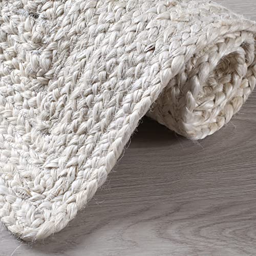 Hausattire Hand Woven Jute Braided Rug, 2'x3' – Off White, Reversible Boho Entry Area Rugs for Kitchen, Living Room I Farmhouse Indoor Outdoor Decorative Floor Rug, 24x36 Inch