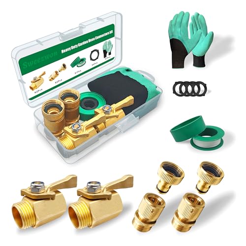 Solid Brass Garden Hose Accessories Kit - 2 Pack 3/4" GHT Full Fl...