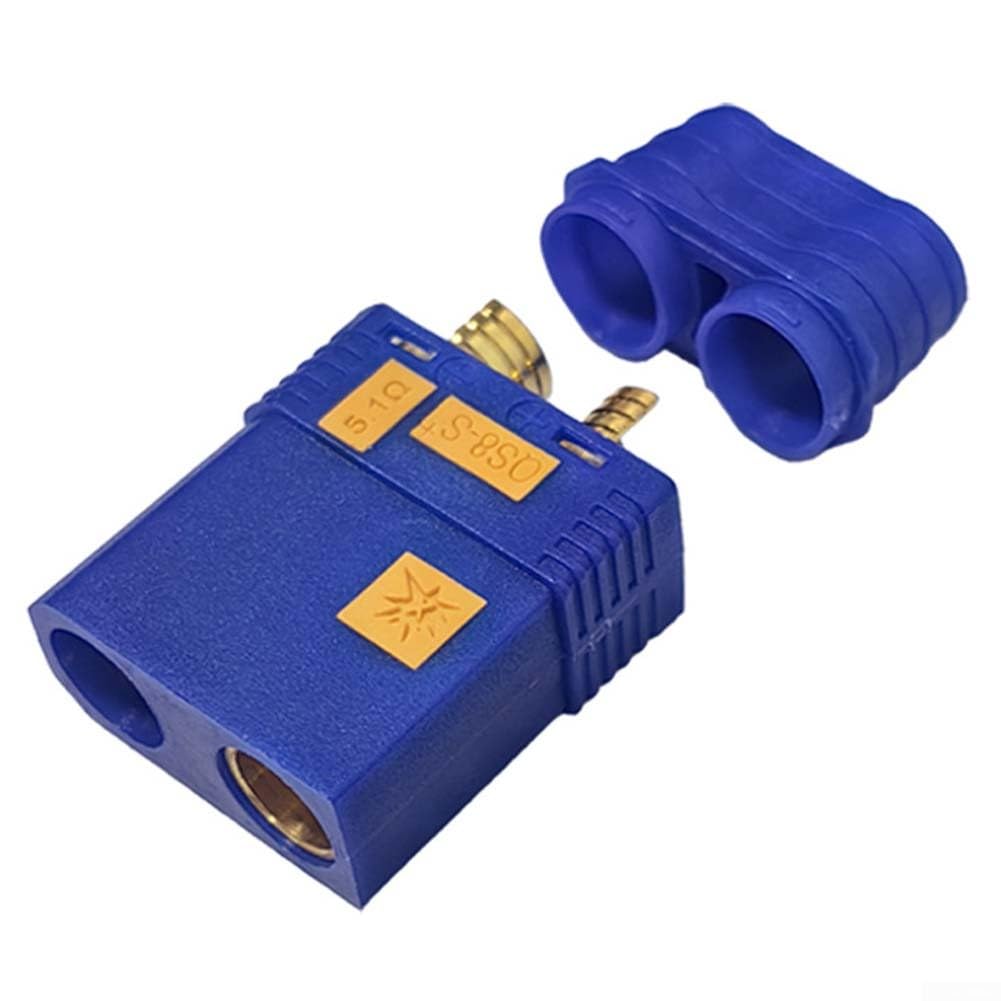 Anti Spark QS8-S+ Connector Set for Drones, 200A High Current Battery Connector Gold Plated, FPV Power Connector 8-10AWG with Nylon Case(blue female)