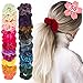 Produktbild Scrunchies Samt,PGFUN 50 Stück Haargummis Haar Gummibänder Elastische Haarbänder für Damen und Mädchen Pferdeschwanz Haarschmuck