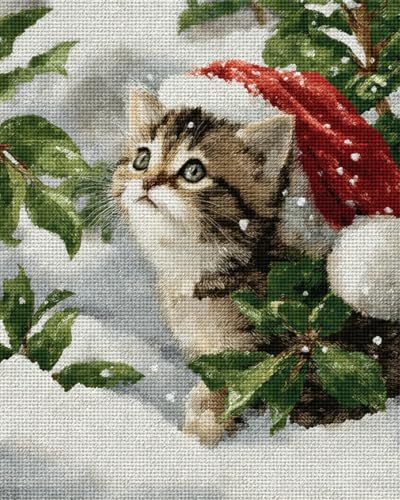 Broderie perlée chat dessin animé pour créer une décoration murale DIY salon