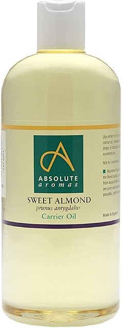 Absolute Aromas Sweet Almond Oil 500ml - Pure, Natural, Cruelty-Free. Vegan, No GMO - Massage Base Oil and Moisturiser for Hair, Skin, Face and Nails
