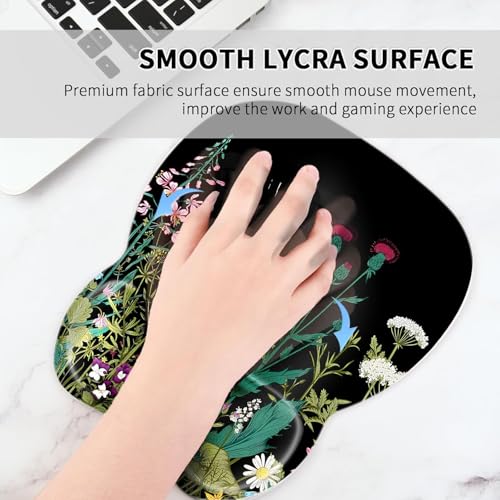 Miniatura 3 de Eoocoo Alfombrilla Ratón Ergonómico Con Reposamuñecas, 4mm Mousepad Con Memory Foam, Duradero Mouse Pad, Base De Goma No Deslizante, Alfombrilla De Ratón Para Pc, Portátil, Oficina, Hierbas Negras