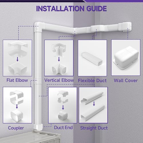 Image of Mini-Split AC Line Set Cover: 5 inch 23.5 Ft Line Hide for Mini Split Central AC HVAC Heating System - Waterproof PVC Outdoor Pipe Cover Split Unit Line Guard Decorative Refrigerant Line Cover