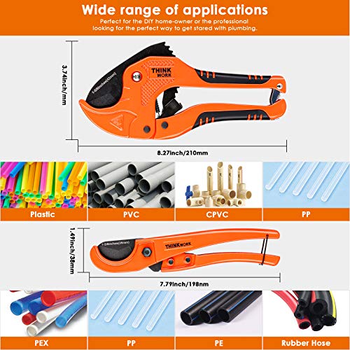 Thinkwork Ratchet-Type Pipe(1-5/8" Od) And Pex Straight Cut Pipe Cutters(1-3/8" Od),2 Pack One-Hand Fast Pipe Cutting Tool For Cutting Pvc Plastic Hoses And Pipes,Suitable For Home Working And Plumber #TOP5