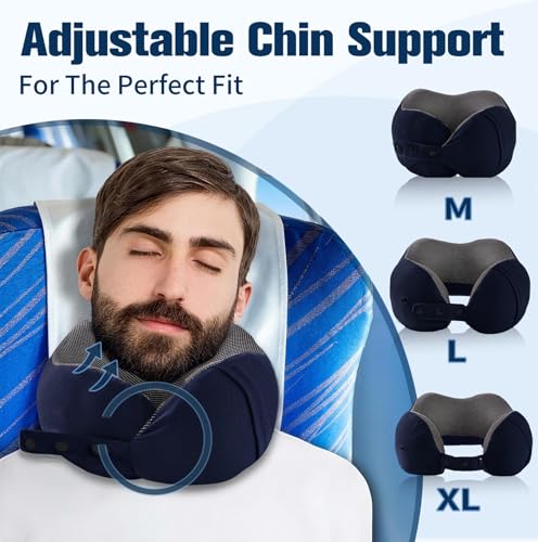 Image of Cirorld Neck Pillow for Traveling, Travel Pillows for Airplanes,100% Pure Memory Foam Travel Neck Pillow, Adjustable Flight Pillow, Portable Plane Accessories with Eye Mask, Earplugs, Carry Bag