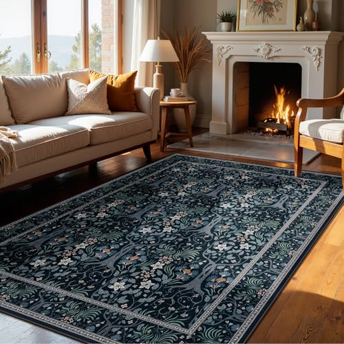 Tapete decorativo Joydeco 5x7 Boho Floral Antideslizante miniatura 2