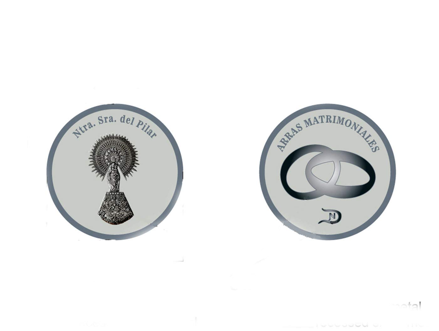 Arras de la Vírgen del Pilar, Personalizable con Bandeja Convertible en Placa de Recuerdo y llevanza de Alianzas para Bodas y Enlaces.