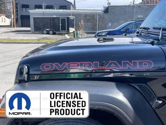 Miniatura 3 de Decal Mods Calcomanías gráficas para capó Jeep Overland Emblemas para Jeep Wrangler JL/JT (2018-2022) Negro con contorno rojo (juego de 2) | FK2N0