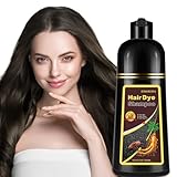 Natural Black Tea Hair Dye Shampoo 3-in-1, 100% Gray Hair Coverage in Minutes, Hair Instant Dye Shampoo for Women Men, Plant Based Hair Color Shampoo with Conditioner, Champu Con Tinte Para Canas