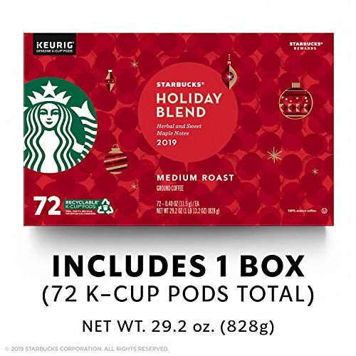 Starbucks Coffee Holiday Blend K Cup Pods, 72Count,, 29.2 Oz ()
