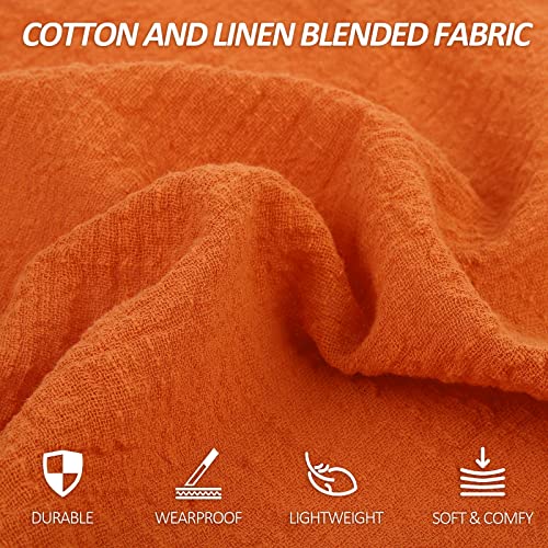 Ruisita 12 Pack Handmade Cotton Linen Cloth Napkins Dinner Napkins 17 X 17 Inches Thick Gauze Cloth Napkins Soft Dinner Napkins Wedding Napkins Cotton Rustic Napkin For Dinners, Rust #TOP3