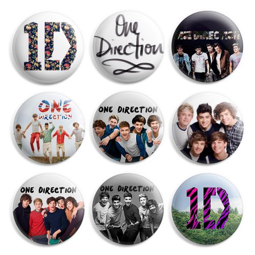 One Direction 1D Pinback Buttons Pin Badges 1 Inch (25mm) - Pack of 9