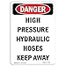 OSHA Danger Sign - Portrait High Pressure Hydraulic Hoses Keep Away | 10 Pack of Decals | Protect Your Business, Construction Site, Shop Area | Â Made in The USA