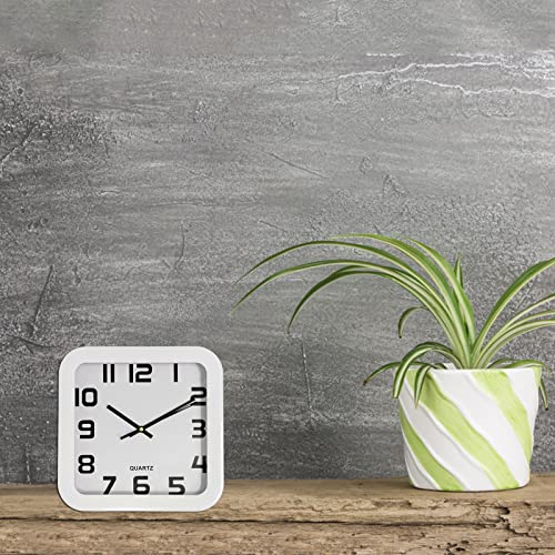 Andstar Square Wall Clock 9.5 Inch Quartz Movement Silent No Ticking Modern Wall Clock Easy To Read Hom Living Room Bedroom Kitchen Office Clock(White) #TOP5