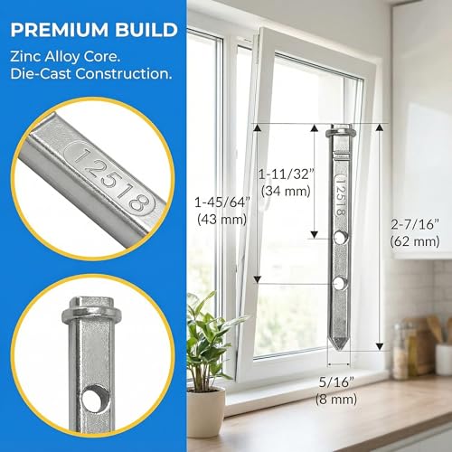 VKQ 8-Piece Window Pivot Bar, Zinc Die Cast Construction, 2-7/16 Inch Length, 5/16 Inch Width, Home Window Replacement Parts