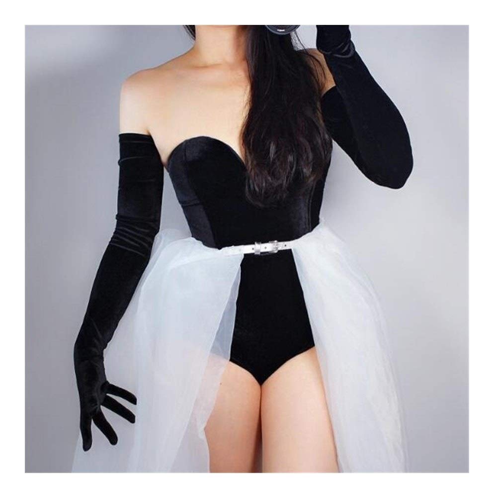 Encaje Arriba Guantes El Rendimiento del Club Fiesta Formal elástica de 70 cm de Largo Guante de la Manera Atractiva de Women'a Delgada de Terciopelo de la señora Guante Pantalla táctil
