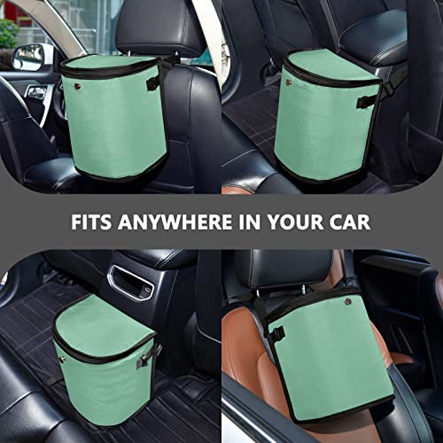 Image of Wudan Small Car Trash Can Sage Green Accessories for Garbage Storage Organizer with Lid Waterproof Portable Auto and Truck Interior Seat Bin