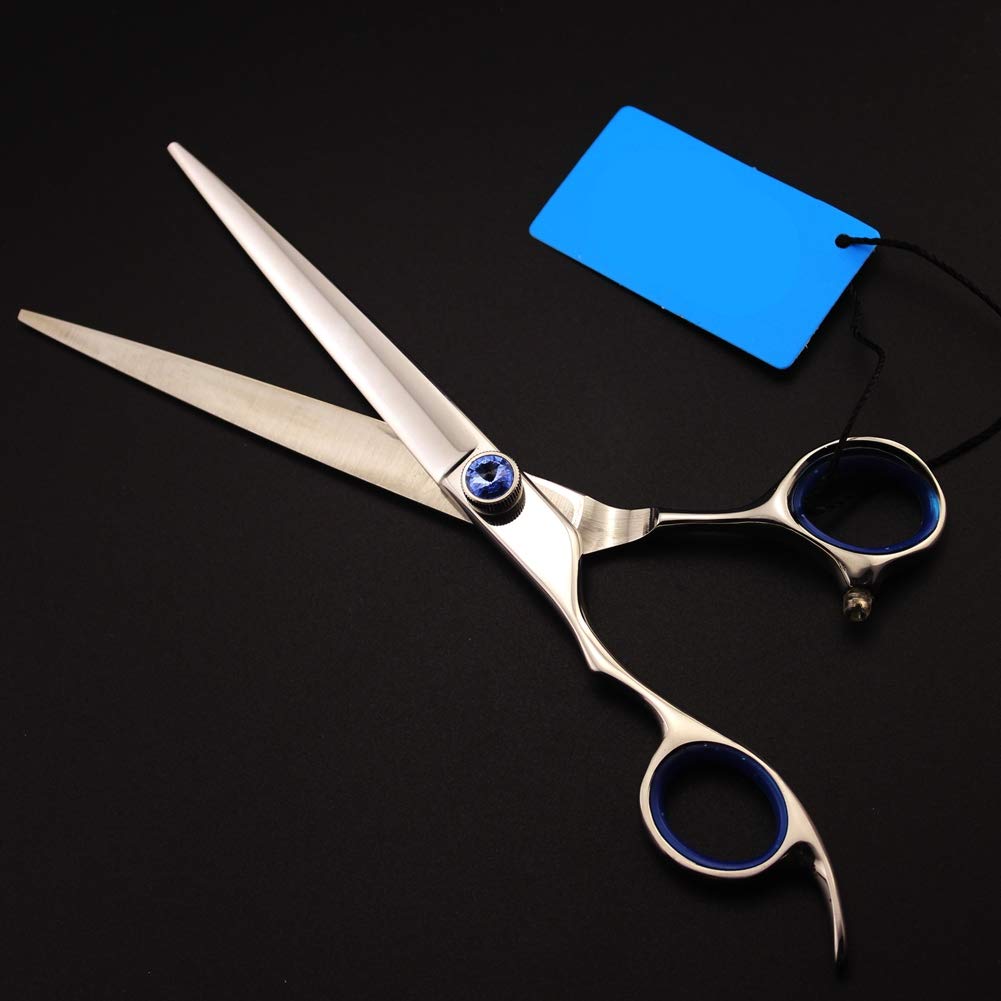 7"Forbici per capelli mancini per parrucchiere Tagli per barbiere per taglio di capelli 1 forbice per capelli taglio dritto con custodia in pelle