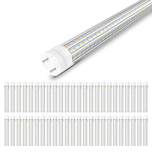 SHOPLED T8 T10 T12 LED Bulbs 4 Foot, 36W 6000K Cool White Tube Lights 4FT, 72W Fluorescent Light Bulb Replacement Ballast Bypass, Double Ended Power, Garage Kitchen Light (25-Pack)