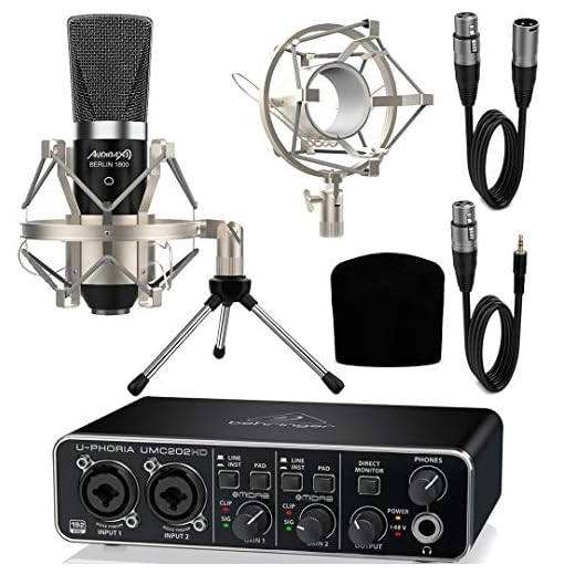 Behringer UMC202HD Interface Audio con Micrófono Estudio Berlín 1800 + Accesorios
