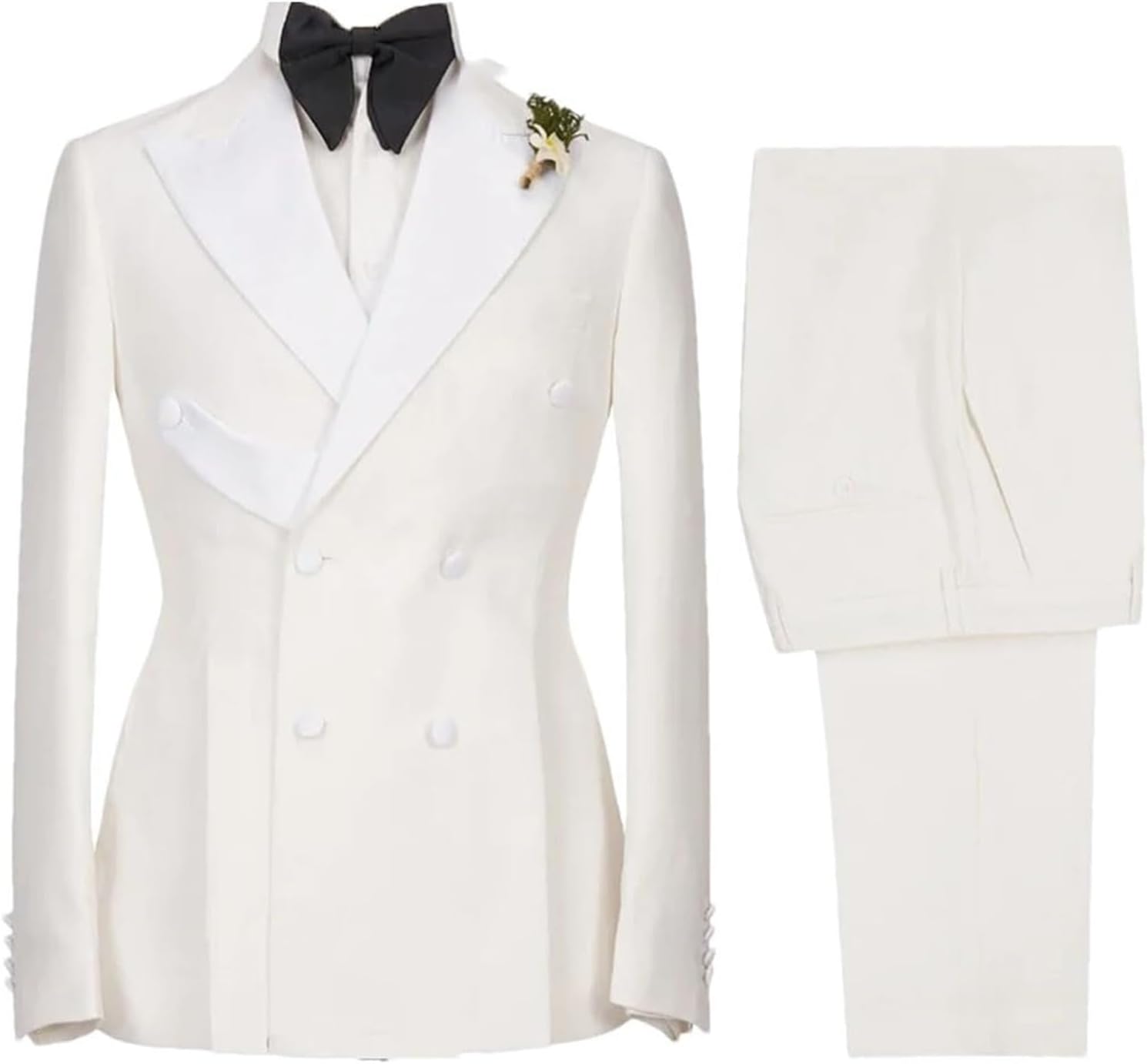 Men's Classic Formal 2 Piece Slim Fit Double Breasted Peak Lapel Jacket Pants Set for Wedding Prom Dinner