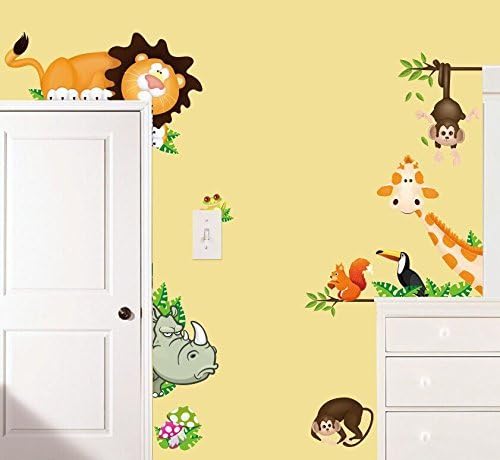 Amazon.com: Ainest Jungle Wild Animals Vinyl Wall Decal Sticker for ...